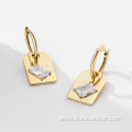 Baguette Zirconia 18K Gold Plated Silver 925 Earrings